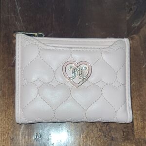 Juicy Couture Small Muted Pink Bi-fold Quilted Heart Wallet.